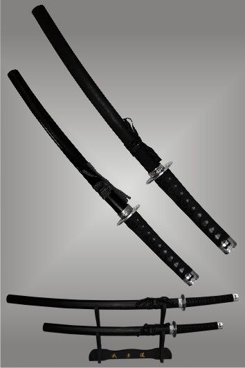 Samurai Katana, Wakizashi - Conj. 2 Espadas+suporte